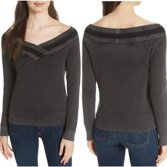 Rag & Bone womens Black Dawn off shoulder sweater. Size Small - Picture 3 of 6